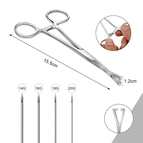 Vista 3 de Juego de 25/33 piercings de acero inoxidable para nariz, lengua, cartílago, ceja, ombligo, ombligo, cartílago, cejas, ombligo, 25/33 unidades, 18/33