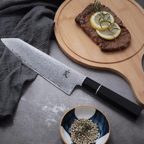 Vista 5 de SAMCOOK Cuchillo Kiritsuke de chef - Cuchillo profesional de 8 pulgadas de damasco afilado - Cuchillo de cocina Gyuto de acero inoxidable VG-10