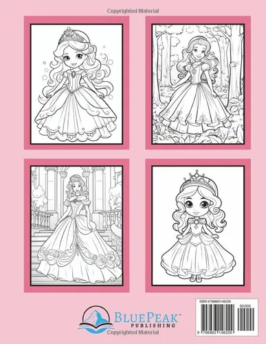 Vista 2 de Princess Coloring Book 50 Cute Pages for Girls of All Ages