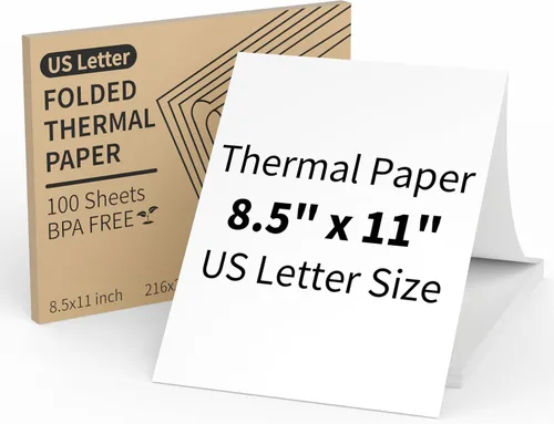 Vista 7 de MFLABEL Papel térmico resistente a la decoloración de 10 años, tamaño carta de EE. UU. plegable de 8.5 x 11 pulgadas (4 rollos) Compatible