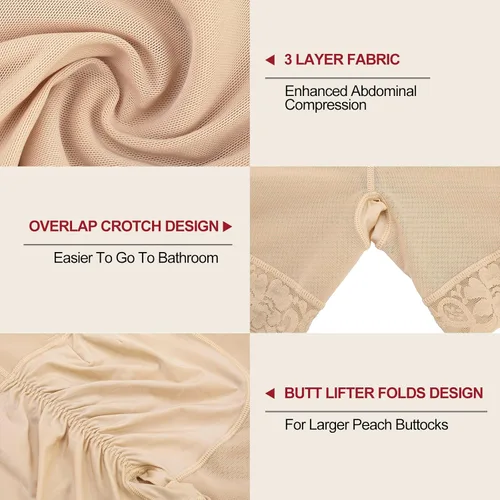 Vista 4 de FeelinGirl Faja moldeadora para mujer con control de abdomen y cintura alta, pantalones cortos moldeadores de glúteos, muslos más delgados
