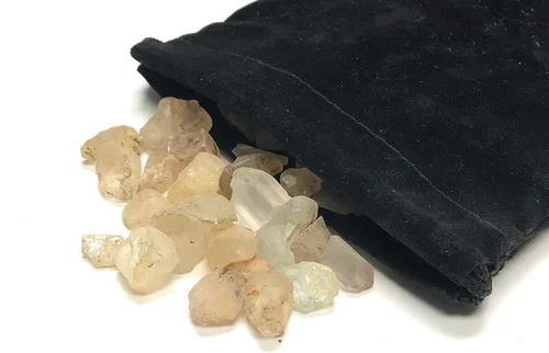 Vista 2 de Topacio natural en bruto con bolsa de terciopelo, rocas a granel (1 libra)