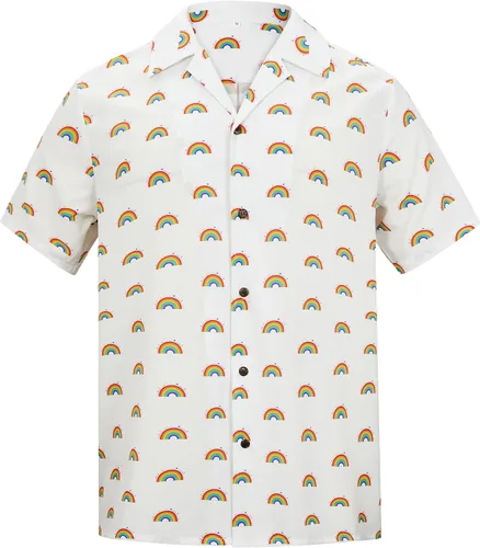 Vista 8 de American Trends Camisa hawaiana de manga corta con botones tropicales para Impresión de leopardo