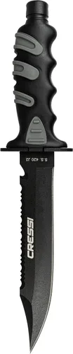 Vista 5 de Cressi Cuchillo grande grande con funda – Revestimiento negro templado AISI 420 Hoja de acero inoxidable japonés – Gigante: Diseñado en Italia