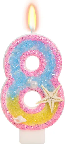 Vista 47 de Vela número 1 de estrella de mar de playa para decoración de pastel Plata