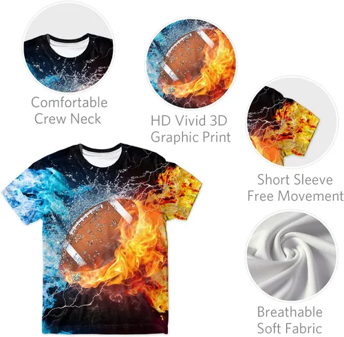Vista 5 de QoGoer Camisetas gráficas 3D para niños, camisetas novedosas para niños y niñas, camisetas de manga corta con cuello redondo para adolescentes de 6