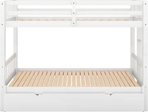 Vista 7 de Litera extensible con nido, marco de litera individual sobre doble, versión mejorada, litera de madera con nido, marco de litera extraíble puede ser
