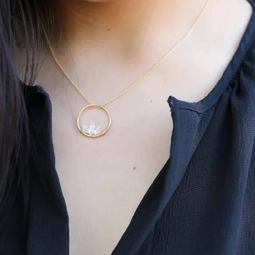 Vista 9 de Herkimer Diamond Necklace in Solid 14K Gold and Gold Filled, Rose Gold, Sterling Silver; Beautiful Solitaire, Multi-Stone, or Pendant Quartz