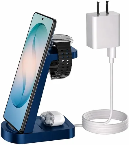 Vista 10 de Cargador inalámbrico para Samsung/Android, HOLYJOY estación de carga rápida plegable 3 en 1/soporte/cargador múltiple para Samsung S25