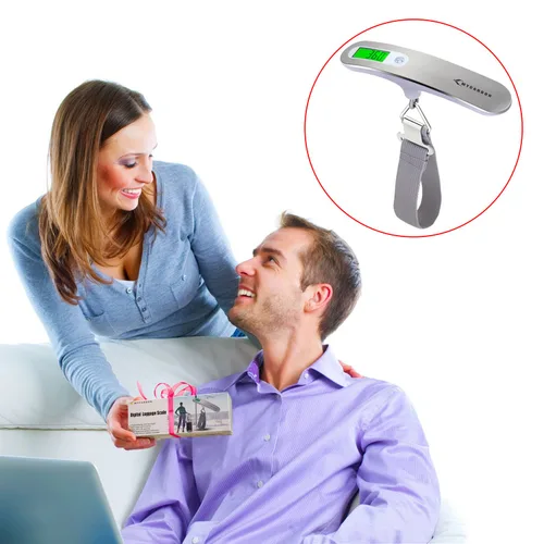 Vista 7 de MYCARBON Báscula digital para equipaje, báscula colgante de alta precisión de 110 lb50 kg con pantalla retroiluminada, perfecta para viajes y hogar