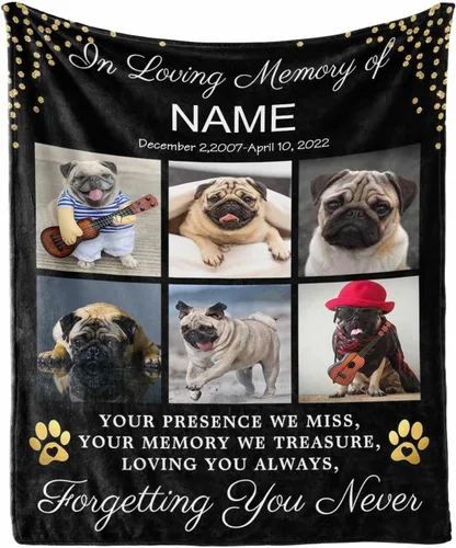 Vista 6 de in Loving Memory of Dog - Manta de memoria personalizada de collage de fotos de mascotas, manta suave y manta de 30 x 40 pulgadas, regalo