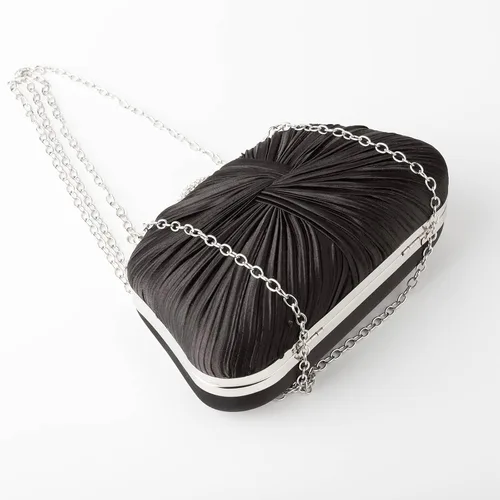 Vista 3 de Simcat Bolso de mano para mujer, bolso de satén plisado para mujer, bolso de mano con lazo plisado con cadena para graduación, boda, fiesta de noche