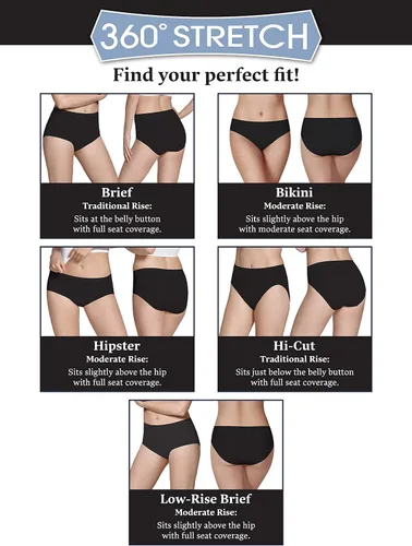 Vista 6 de Fruit of the Loom Women's Seamless 360 Stretch Bikini Panty, Assorted 8 Pack