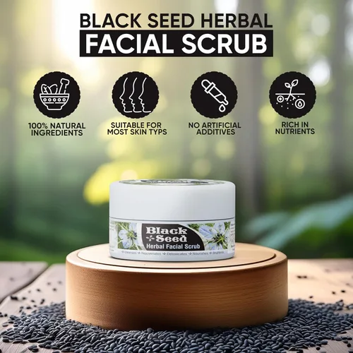 Vista 2 de HERBOGANIC Black Seed - Exfoliante facial de hierbas Limpia, rejuvenece y nutre la piel Exfoliante facial hidratante Exfoliante facial