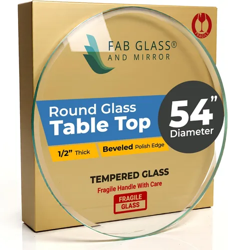 Vista 56 de Fab Glass - Mesa redonda de cristal de 48 in, grosor de 3/4 in, cristal pulido plano templado, Vidrio, Transparente
