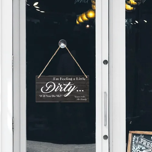 Vista 6 de Letrero de madera con texto en inglés "I'M Feeling A Little Dirty Will You Do Me Laundry Laundry Laundry - Letrero decorativo de madera para patio