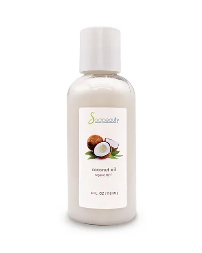 Vista 3 de Aceite de coco refinado de 92 grados blanqueado 100% puro prensado en frío (12 onzas)