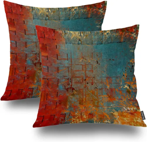 Vista 14 de Shrahala Juego de 2 fundas de almohada de mandala de color beige para exteriores, cuadradas, mandala, para interiores, de lino resistente al agua