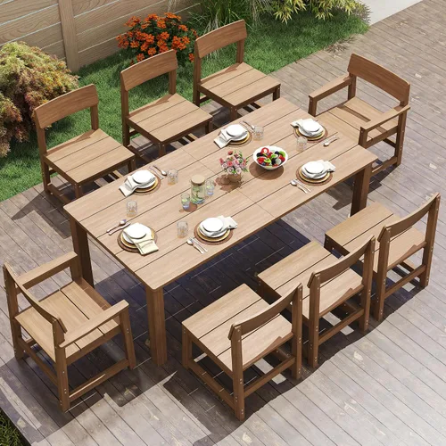 Vista 10 de Jocoevol Juego de comedor de patio HIPS de 5 piezas para 4 mesas y sillas al aire libre