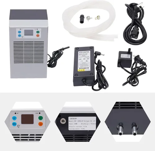 Vista 5 de Enfriador de agua para acuario, sistema de enfriamiento de tanque de peces de acuario independiente de 30L, enfriador de agua hidropónico de 100 W