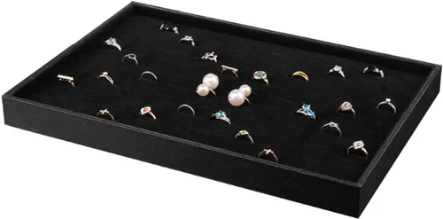 Vista 6 de El anillo apilable de la ranura del terciopelo negro 100 inserta la 100 anillos de ranura negros