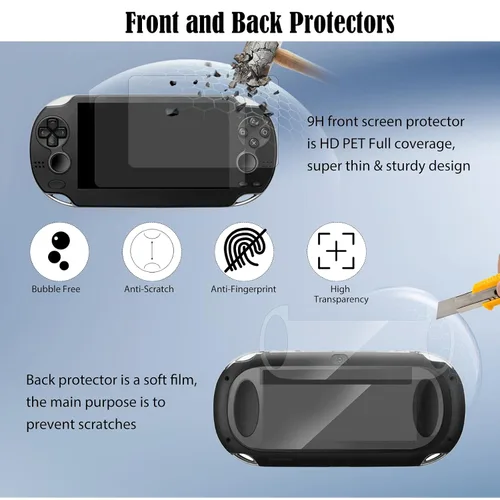 Vista 4 de JDGPOKOO 10 in 1 Accessories Kit for PS Vita 1000, Carrying Case for PSV 1000, Protective Case, Front and Back Screen Protectors, and 6Pcs Thumb