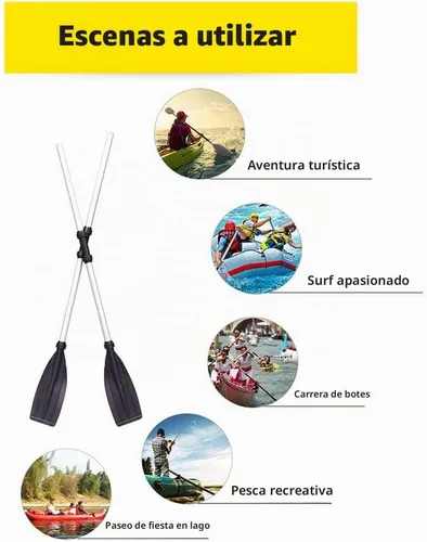 Vista 4 de 2 piezas de remos de kayak para botes inflables, paletas de kayak de aleación de aluminio de 50 pulgadas, ligeras, desmontables, ajustables
