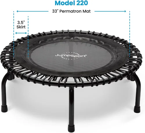 Vista 2 de JumpSport Trampolín de fitness esencial de 39 pulgadas Modelo 220, 230, 250 Trampolín de ejercicio 30 bungees de bajo impacto para adultos