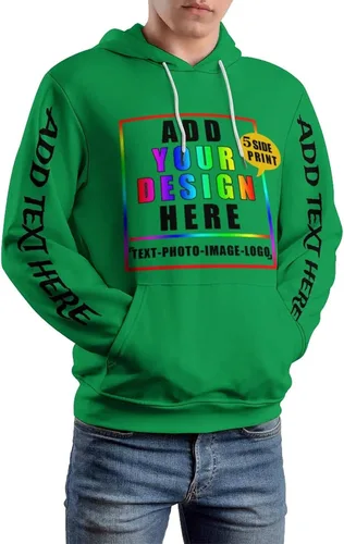 Vista 6 de Sudaderas de moda personalizadas de tamaño matrimonial, añade tu propio patrón de texto y diseño personalizado con capucha