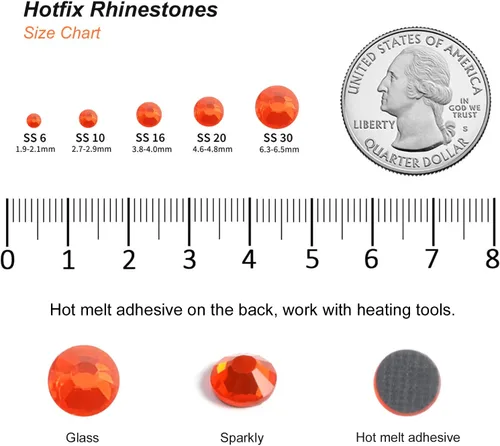 Vista 5 de 6000 PIEZAS Diamantes de Imitación Hotfix a Granel, Diamantes Naranja para Manualidades y Ropa, Diamantes de Imitación para Decoración DIY, SS10