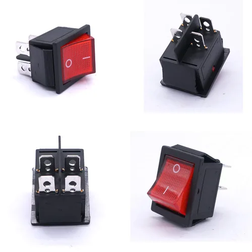Vista 6 de Taiss 5 interruptores basculantes DPST ON/OFF de 4 pines 2 posiciones 16A 250VAC/20A 125VAC con luz roja iluminada interruptor de palanca basculante