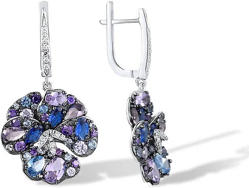 Vista 2 de Santuzza Aretes de plata de ley con piedras preciosas para mujer