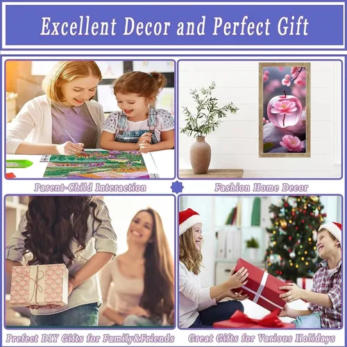 Vista 6 de Kits de pintura de diamantes para adultos, arte de diamantes de imitación 5D, pintura por números para adultos, kit de bordado de diamantes