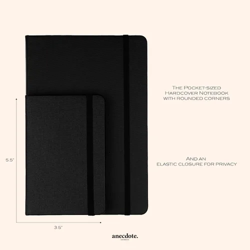 Vista 2 de ANECDOTE. Cuaderno pequeño (paquete de 2) – Diario de bolsillo de alta calidad para escribir notas – Compacto, duradero, diario de viaje ideal