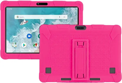 Vista 8 de Funda para tablet ZZB ZB10 / JUNYANG de 10.1 pulgadas, funda protectora de silicona suave, apta para niños, funda de tableta con soporte ajustable