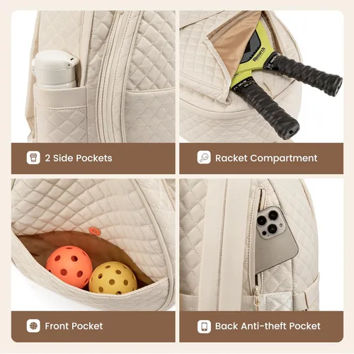 Vista 5 de Sucipi Bolsas de tenis para mujeres, Mochila bolsa acolchada para raqueta de tenis para raqueta de tenis, palas de pickleball, bádminton