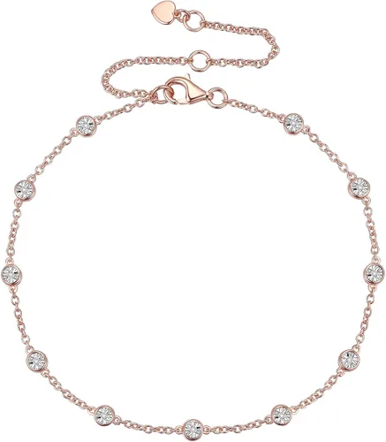 Vista 4 de Tirafina Juego de pulsera con bisel de diamante, aretes de gota lineales de diamante y collar de diamante por yarda, juego de regalo, plata chapada