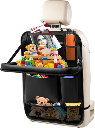 Vista 16 de Organizador de asiento trasero de automóvil, paquete de 2 organizadores de asiento trasero de automóvil con soporte para tableta de 11 pulgadas, 10