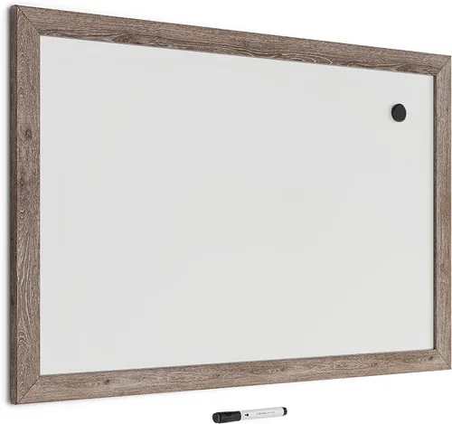Vista 2 de U Brands Decor - Pizarra magnética de borrado en seco, 36 x 48 pulgadas, marco de madera rústica