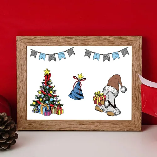 Vista 3 de Sello transparente para árbol de Navidad para hacer tarjetas y decoración de álbumes de fotos, sellos de goma de Papá Noel, bombilla de Navidad