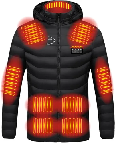 Vista 2 de Chaqueta térmica ligera con bolsillos para hombre y mujer, con capucha para invierno, con carga USB, abrigo térmico
