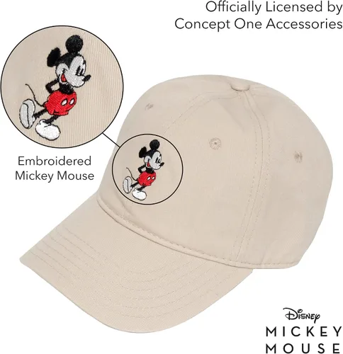 Vista 4 de Concept One Disney Mickey Mouse Embroidered Cotton Adjustable Dad Hat with Curved Brim