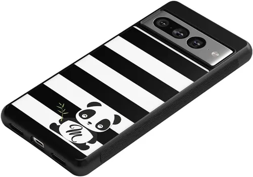 Vista 3 de Black White Panda - Funda de goma negra personalizada compatible con Google Pixel 10, 10 Pro, 10 Pro XL, 9a, 9 Pro, Pixel 9, Pixel 9 Pro XL, 8a, 8