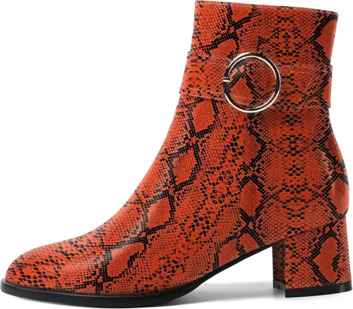 Vista 2 de SKYSTERRY Botas altas de tacón bajo grueso para mujer con cremallera y puntera redonda, de 2 pulgadas