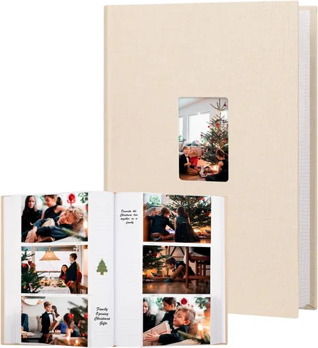 Vista 12 de Álbum de fotos 4x6 600 fotos con espacio para escribir, libro de fotos 4 x 6 con cubierta de lino y ventana frontal, álbum de fotos 4x6, álbum