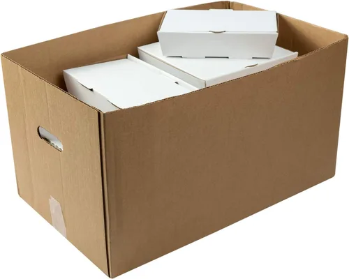 Vista 3 de Caja de transporte Kraft de 22 pulgadas x 13 pulgadas x 12-1/2 pulgadas con mango corrugado, caja de 25