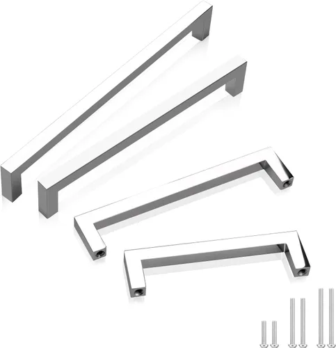 Vista 9 de GOBEKOR Paquete de 10 manijas sólidas de níquel cepillado para gabinetes de cocina con orificios centrales de 5 pulgadas, tiradores de cajón