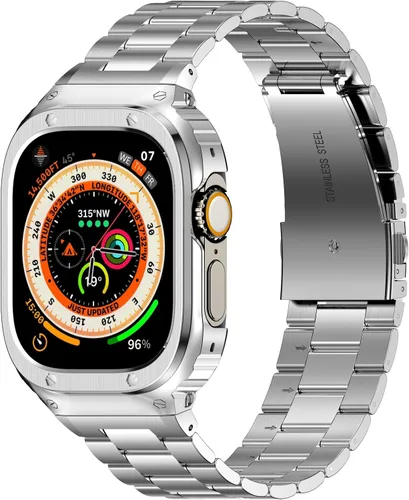 Vista 25 de Correa y funda de acero inoxidable compatible con Apple Watch Band 1.496 Negro