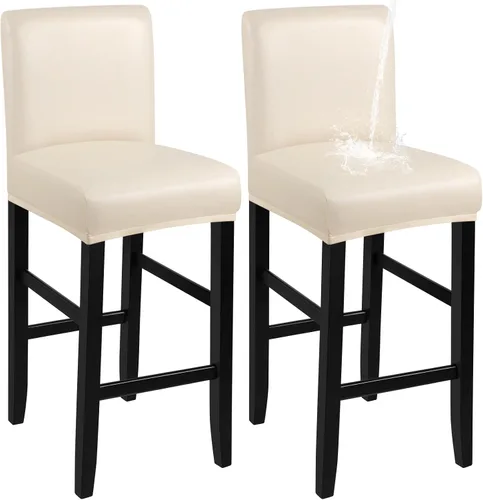 Vista 36 de YISUN - Fundas para taburete de bar, mezcla de forro polar elástico y poliéster, lavables y removibles, para taburete de bar y silla alta, con Beige