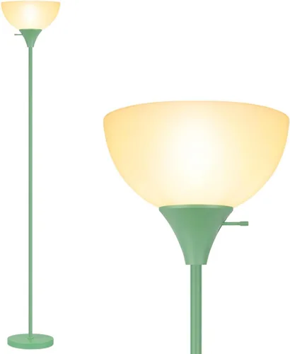 Vista 12 de Coucrek Lámpara de pie, lámparas LED de pie con pantalla de plástico blanco, luces de piso de esquina para sala de estar, dormitorio, interruptor